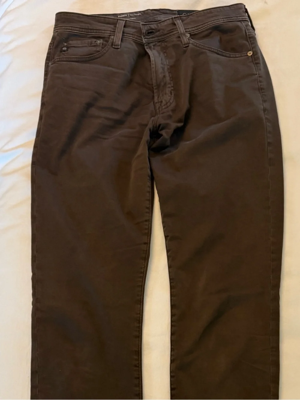 AG Everett Slim Straight Brown Sateen Pants 31x34 Like New